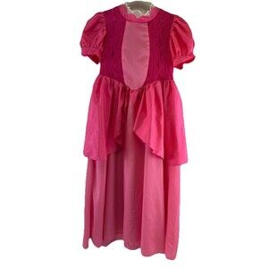 Super Mario Princess Peach Pink Dress Costume Long Zip Layered Girls 140 10/12